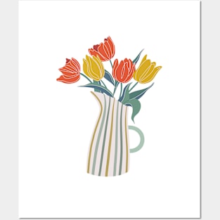 Tulip flower bunch in vase Posters and Art